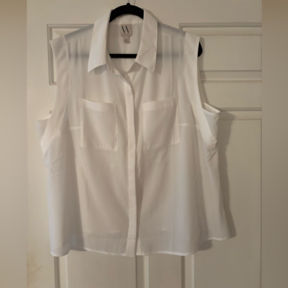 Worthington White Sleeveless Button Down Shirt NWOT